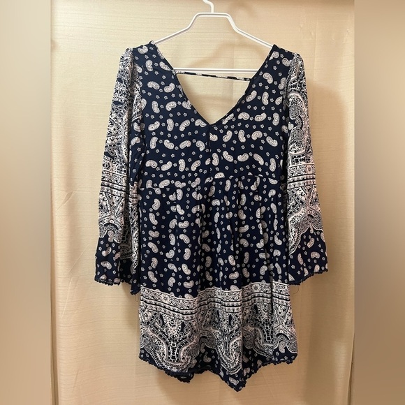 ⚫️ BOGO Blue and white Angie dress with sleeves, size small - Picture 6 of 7